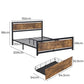 Ruth Metal Bed Frame Platform Wooden with 4 Drawers Rustic - Black & Wood Queen