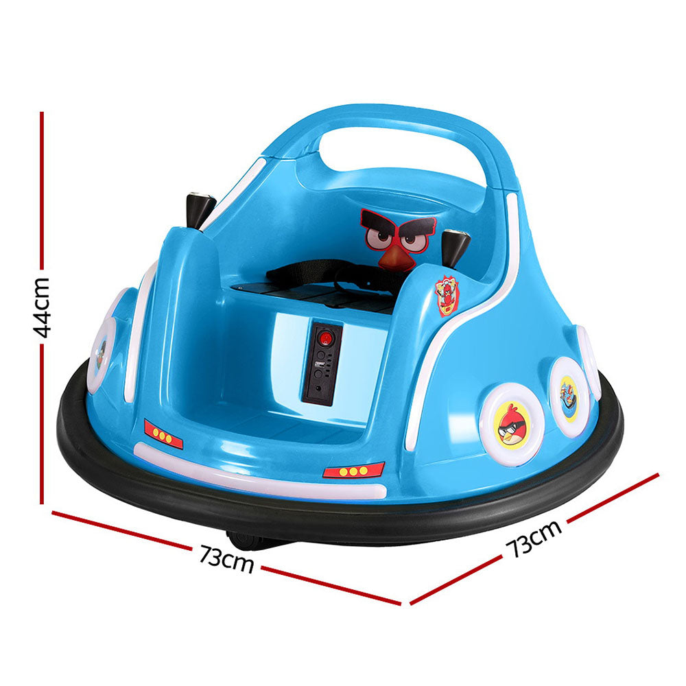 Kids Ride On Car Bumper Electric Toys Cars Light Remote Angry Birds Sticker - Blue