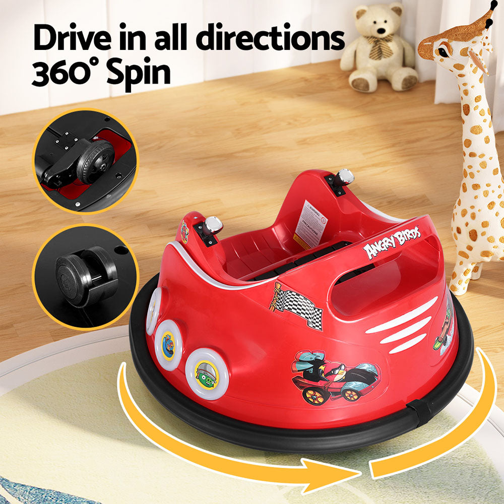 Kids Ride On Car Bumper Electric Toys Cars Light Remote Angry Birds Stickers - Red