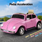 Kids Ride On Car Licensed Volkswagen Beetle Electric Toys Horn Remote 6V - Pink