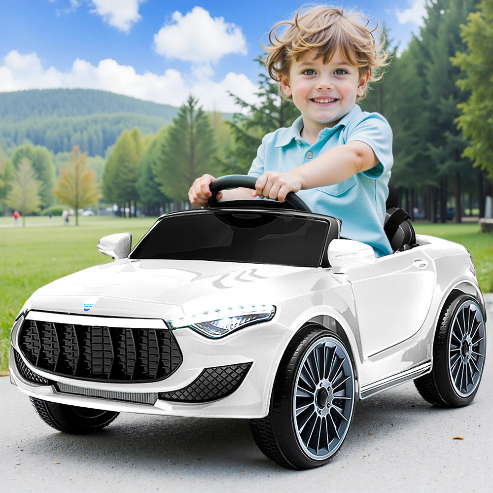 Kids Electric Ride On Car Cars Music Headlight Remote Control 12V - White