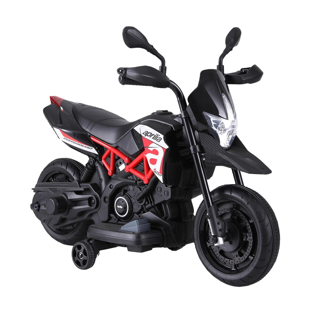 Kids Electric Ride On Car Motorcycle Motorbike Aprilia Licensed Dorsoduro 900 - Black