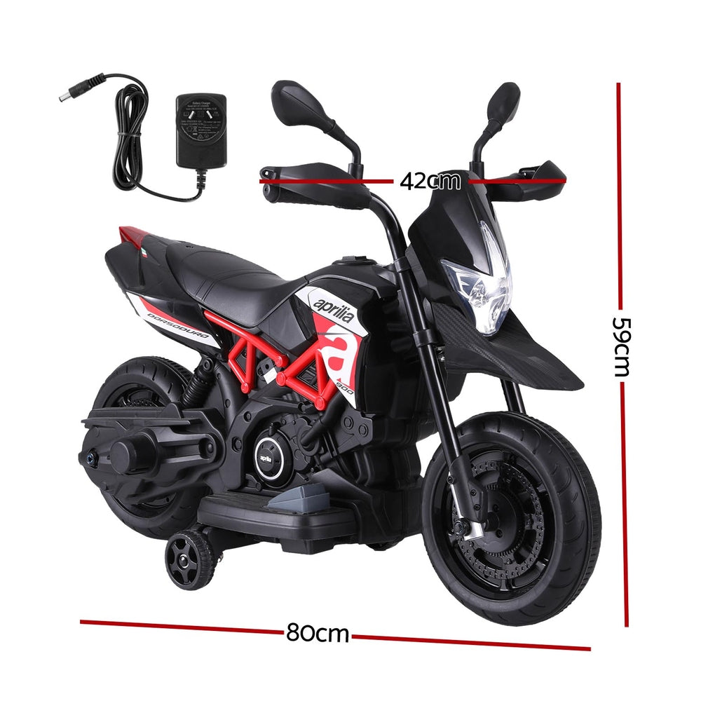 Kids Electric Ride On Car Motorcycle Motorbike Aprilia Licensed Dorsoduro 900 - Black