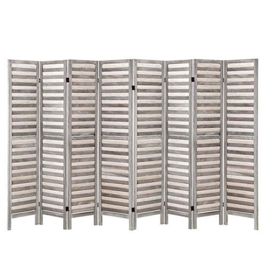 8 Panel Room Divider Screen 326x170cm Louver - Grey