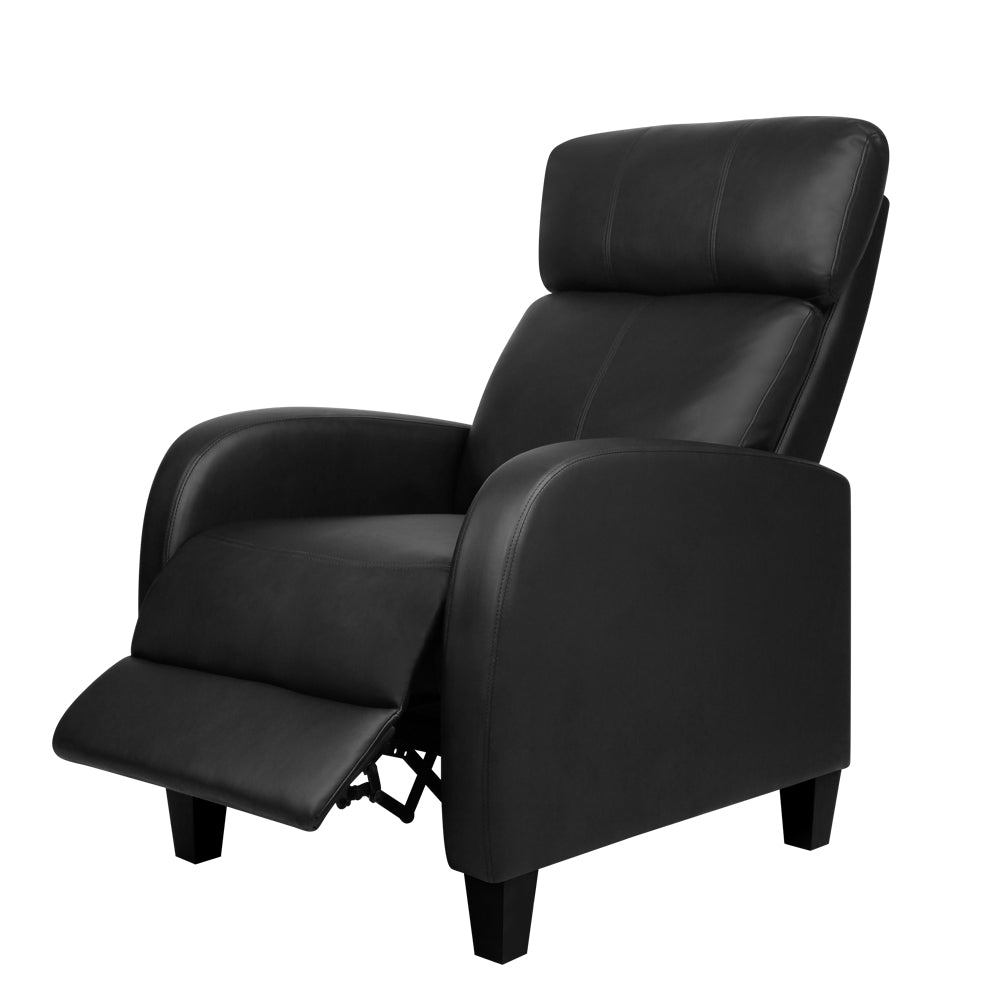 Black faux discount leather recliner chair