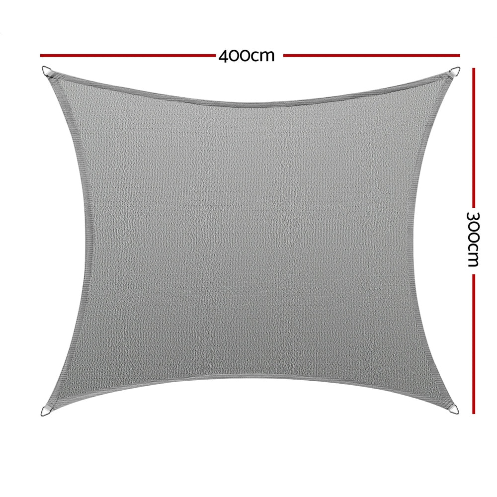 Shade Sail Cloth Shadecloth Rectangle Canopy 280gsm 3x4m - Grey