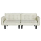 Marlee 3-Seater Sofa Bed Tufted Faux Linen - Beige