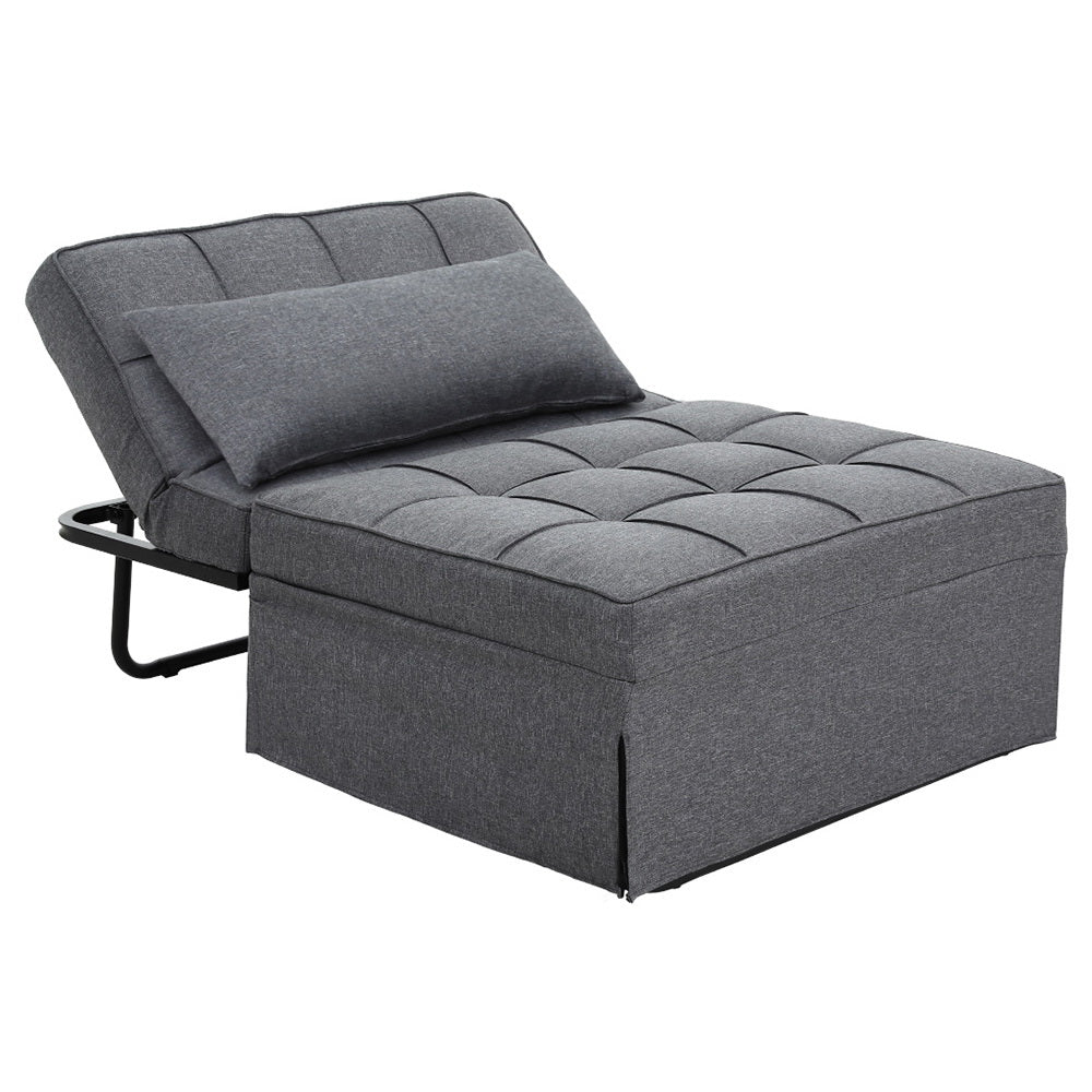 Miya Sofa Bed Ottoman Pillow Folding Linen - Grey