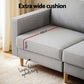 Mola 3-Seater Sofa 225cm Linen Fabric - Grey