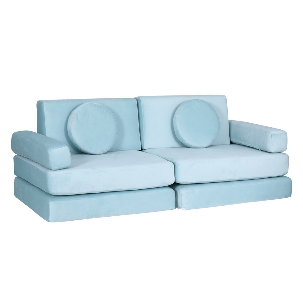 Madelyn 2-Seater Sofa Bed 160CM DIY Play Couch Velvet - Blue