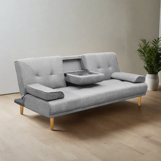 Meleena 3-Seater 188cm Sofa Bed Faux Linen - Grey