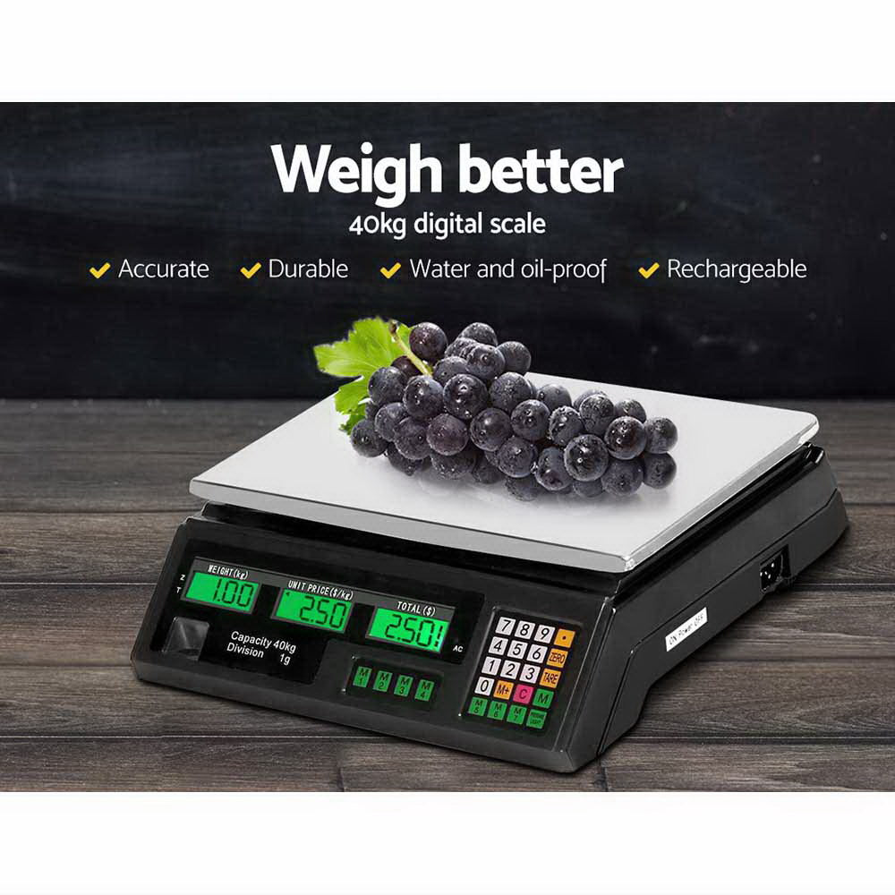 Scales Digital Kitchen 40KG Weighing Scales Platform Scales LCD - Black