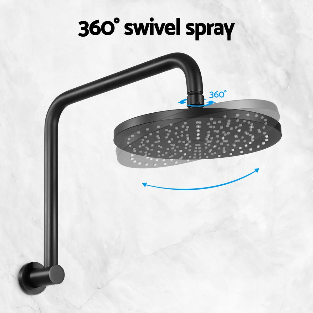 9'' Rain Shower Head Overhead High-pressure Swivel - Black