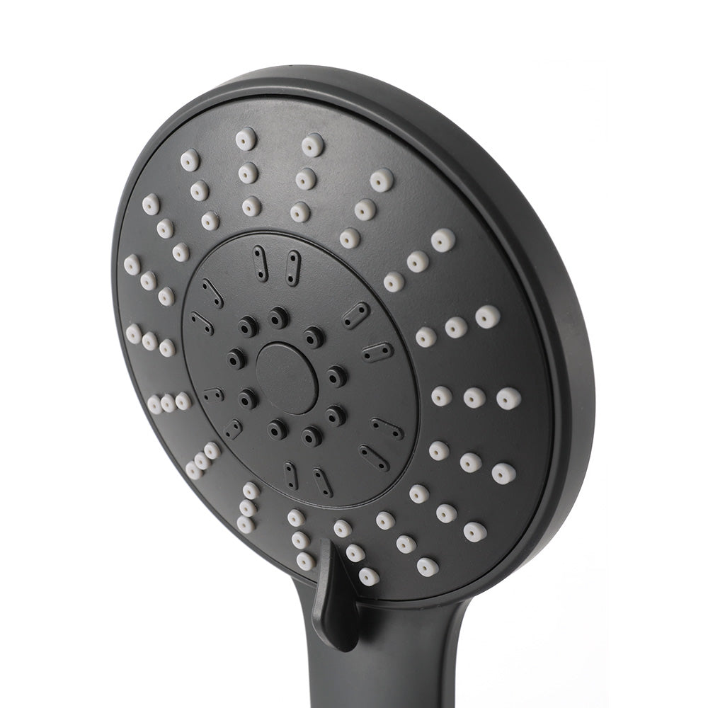 Handheld Shower Head 4.5" High Pressure 5 Modes Powerful Round - Black