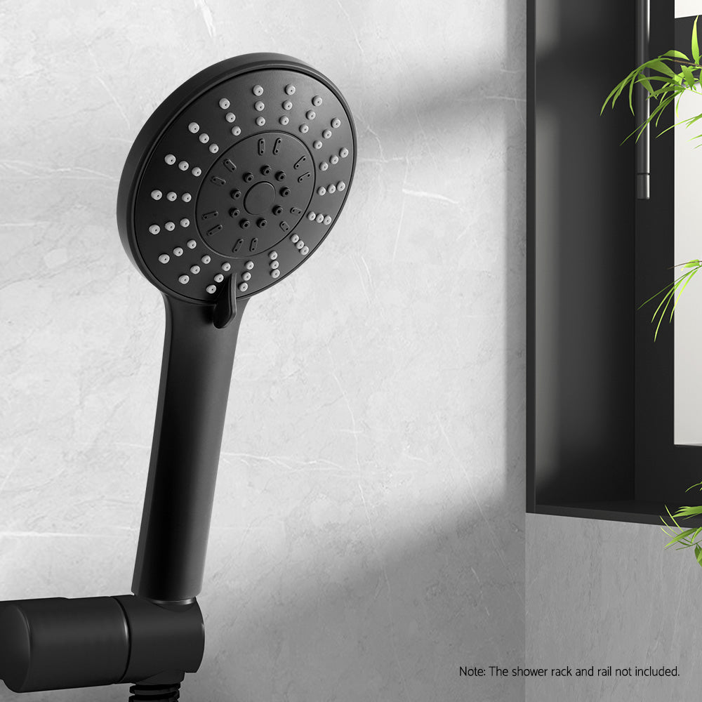 Handheld Shower Head 4.5" High Pressure 5 Modes Powerful Round - Black