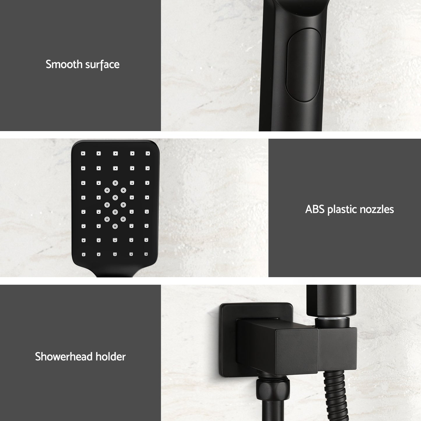 Handheld Shower Head Holder 3.1'' High Pressure - Black