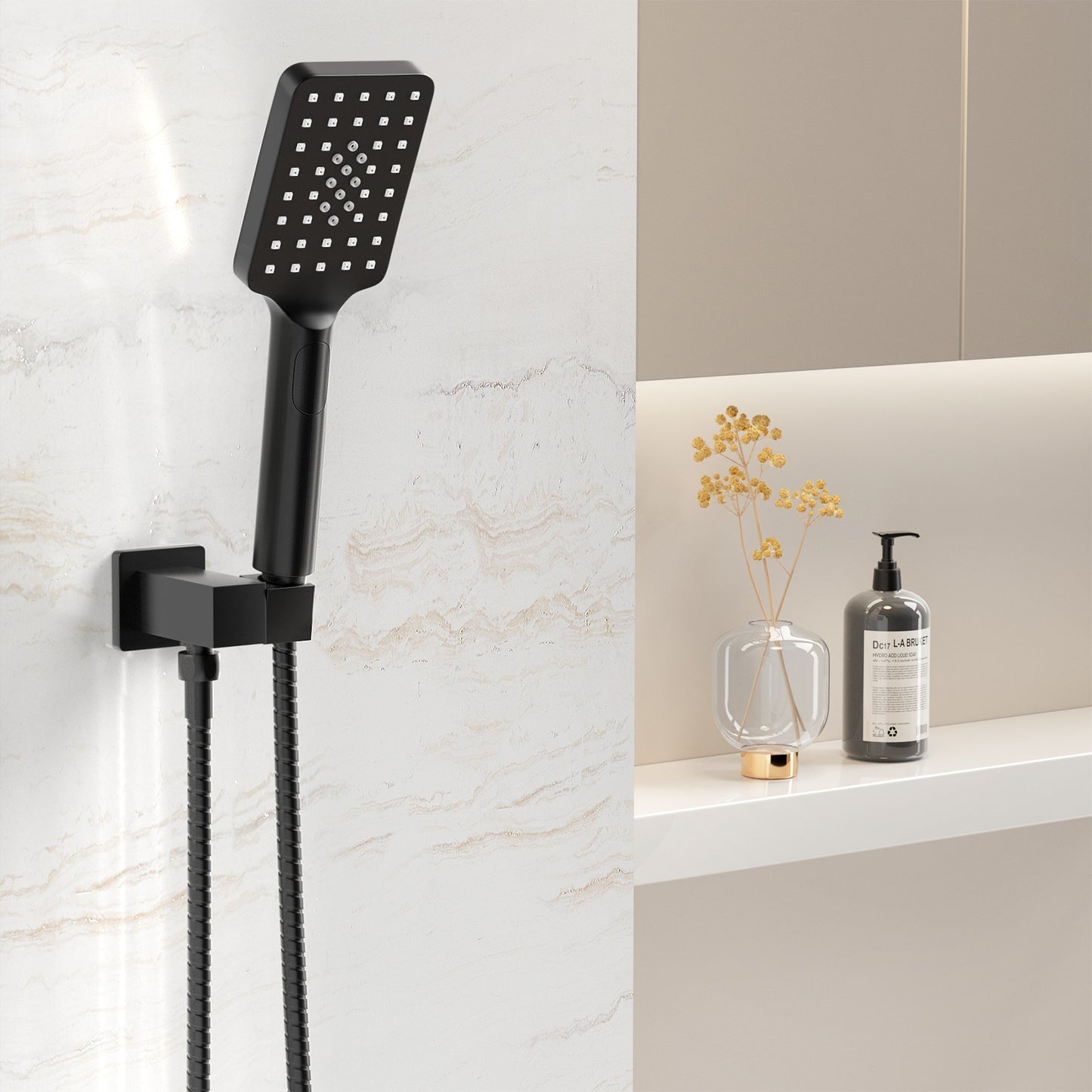 Handheld Shower Head Holder 3.1'' High Pressure - Black