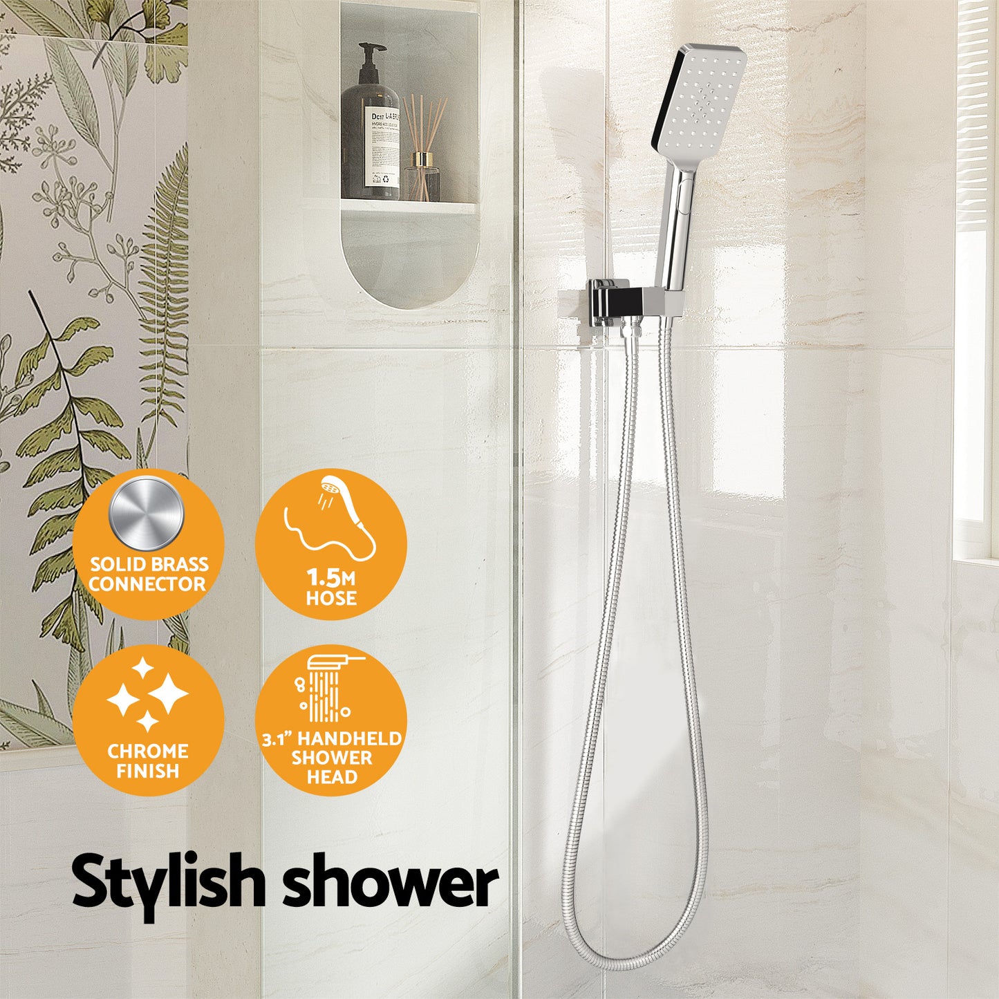 Handheld Shower Head Holder 3.1'' High Pressure - Silver