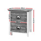 Set of 2 Basques Wooden Bedside Tables Nightstands Storage Cabinet Bedroom Side with 2 Drawers - Grey