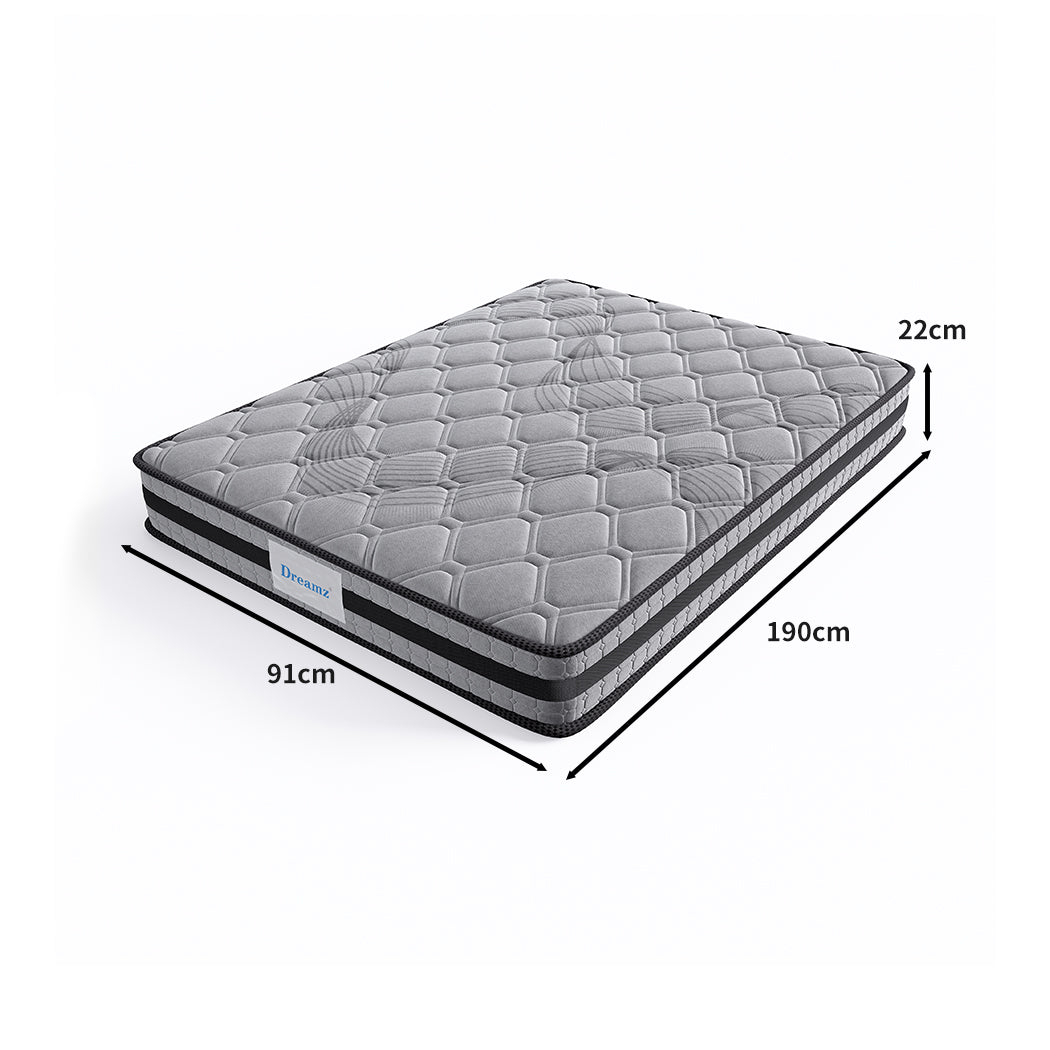 Charlotte 22cm Spring Foam Mattress Medium Firm Dark Grey - Single