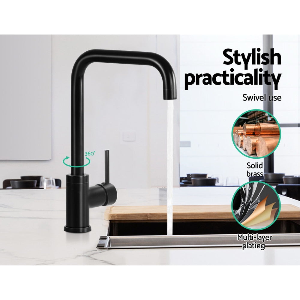 Kitchen Mixer Tap Mixer Rectangle Sink Faucet Basin Laundry Black