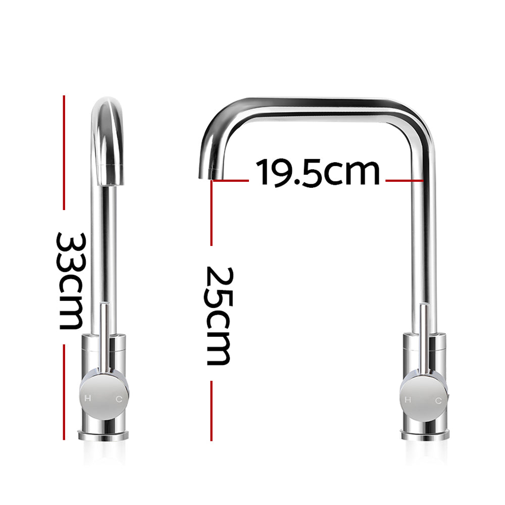 Kitchen Mixer Tap Mixer Rectangle Sink Faucet Basin Laundry Chrome