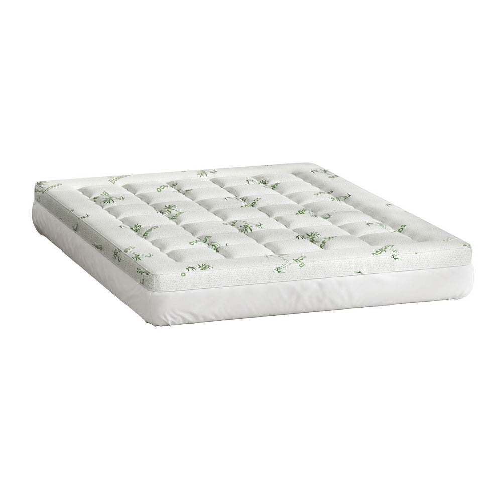 QUEEN 7.5cm Mattress Topper Pillowtop Bamboo - White