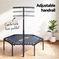 Everfit Trampoline 4FT Hexagon Fitness Rebounder Adjustable Handrail Blue