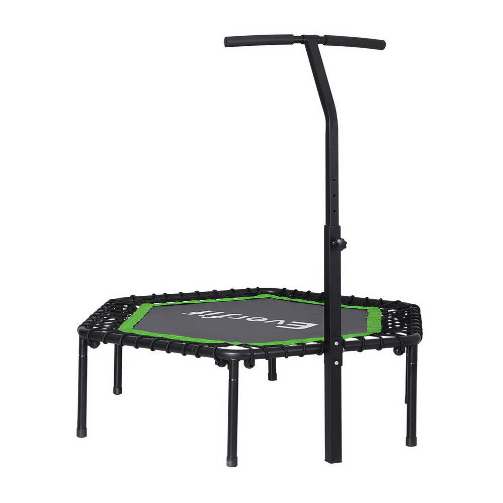 Everfit Trampoline 4FT Hexagon Fitness Rebounder Adjustable Handrail Green