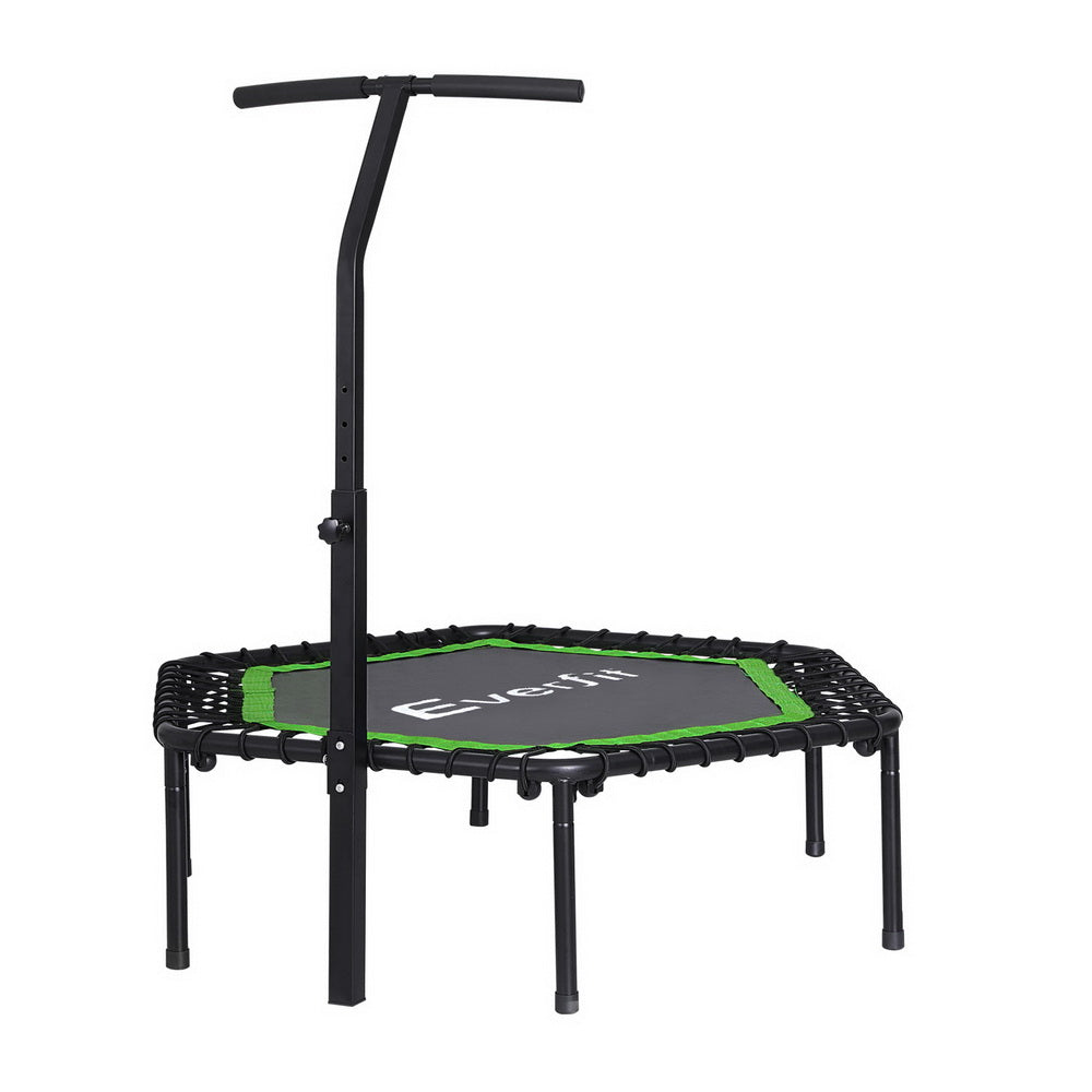 Everfit Trampoline 4FT Hexagon Fitness Rebounder Adjustable Handrail Green