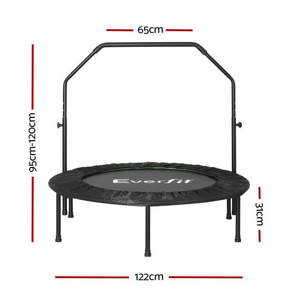 Everfit Trampoline 4FT Round Fitness Rebounder Adjustable Handrail Green