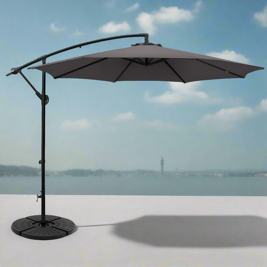 Instahut 3m Outdoor Umbrella w/Base Cantilever Beach Garden Patio Charcoal