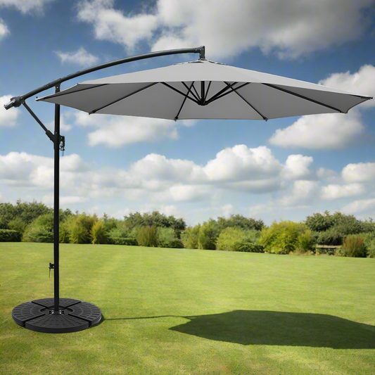 Instahut 3m Outdoor Umbrella w/Base Cantilever Beach Garden Patio Grey