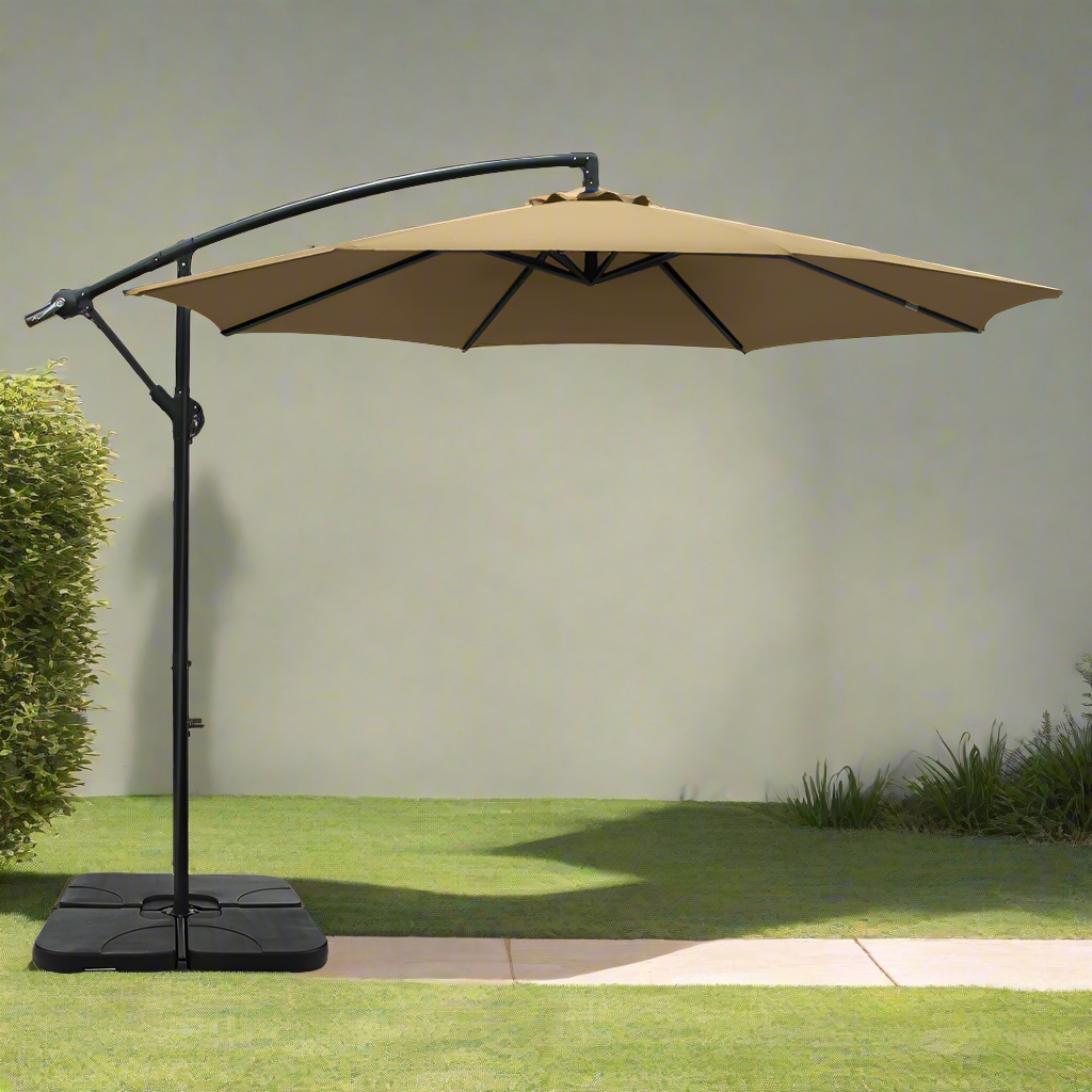 Instahut 3m Umbrella w/Base Outdoor Cantilever Beach Garden Patio Parasol Beige