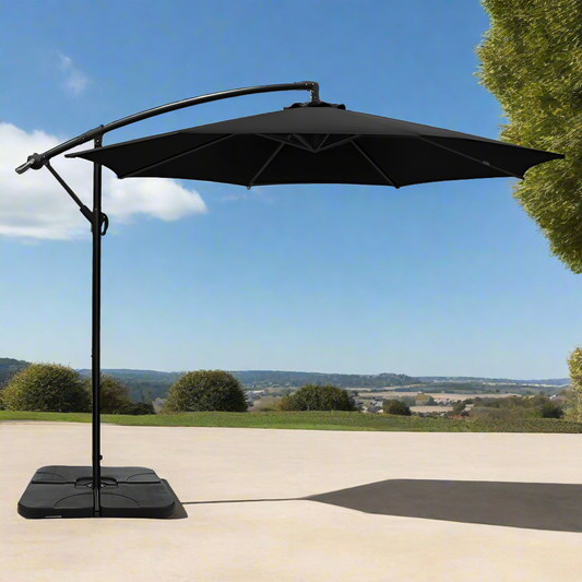 Instahut 3m Umbrella w/Base Outdoor Cantilever Beach Garden Patio Parasol Black