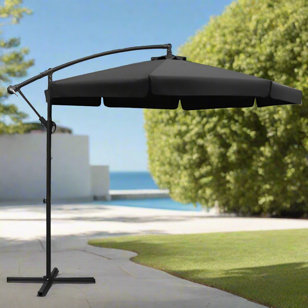 Instahut 3m Outdoor Umbrella Cantilever Garden Beach Patio Black