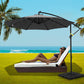 Instahut Outdoor Umbrella 3M Cantilever Beach LED Base Garden Sun Patio Charcoal