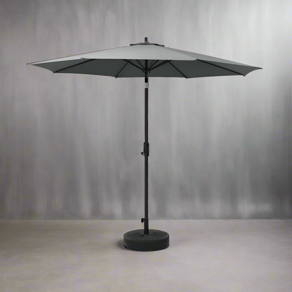 Instahut 2.7m Outdoor Umbrella w/Base Pole Stand Garden Sun Charcoal