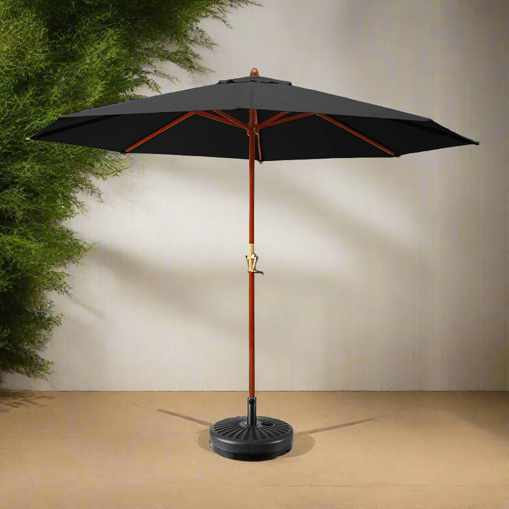 Instahut 3m Outdoor Umbrella w/Base Pole Umbrellas Garden Sun Stand Deck Black