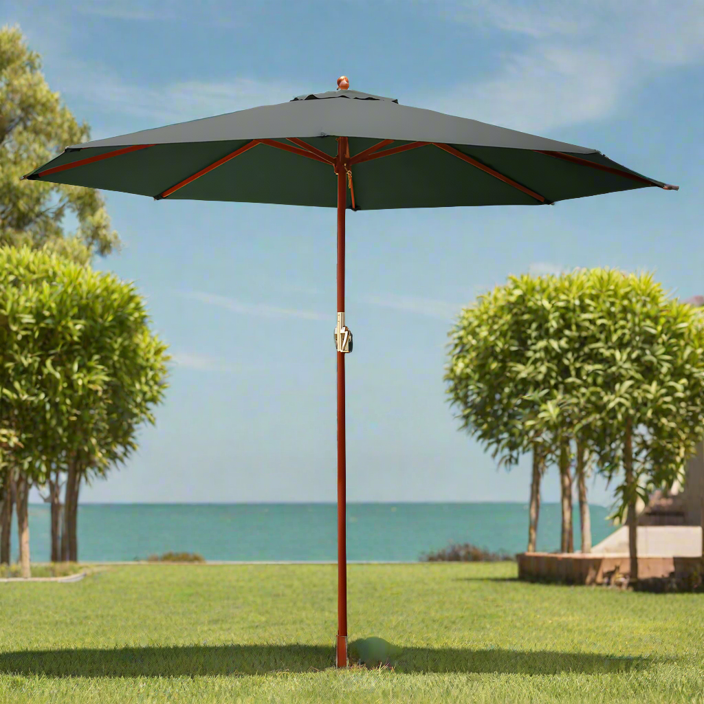 Instahut 3m Outdoor Umbrella Pole Umbrellas Beach Garden Sun Stand Patio Charcoal