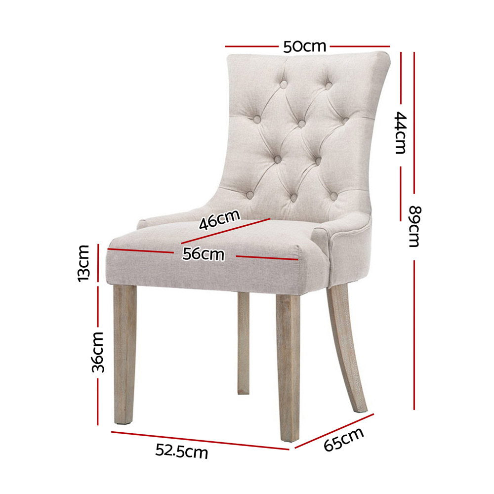 Bristol Set of 2 Dining Chairs Linen French Provincial - Beige