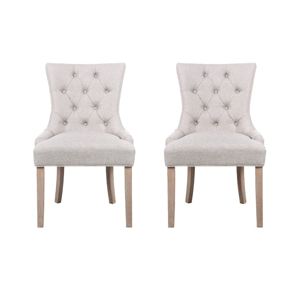 Bristol Set of 2 Dining Chairs Linen French Provincial - Beige