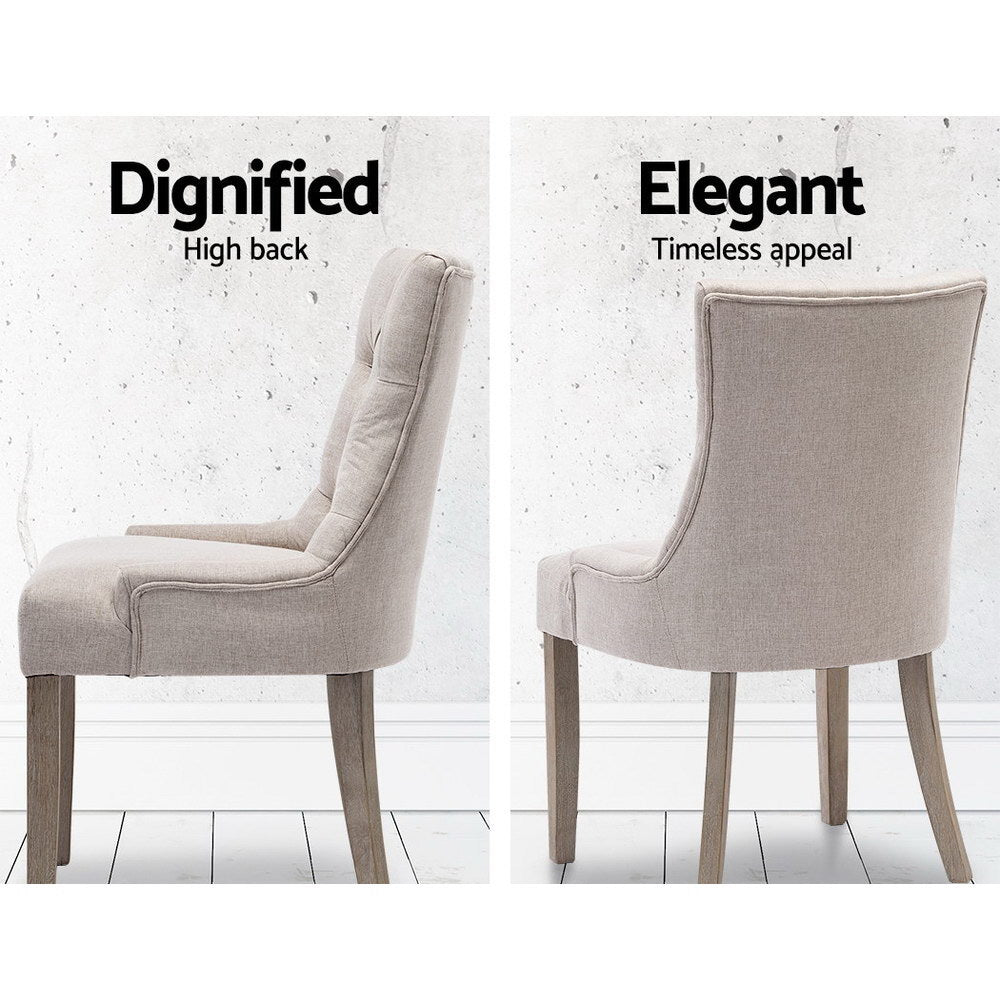 Bristol Set of 2 Dining Chairs Linen French Provincial - Beige