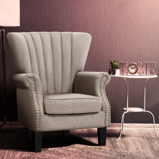 Marian Accent Fabric Lounge Armchair - Beige