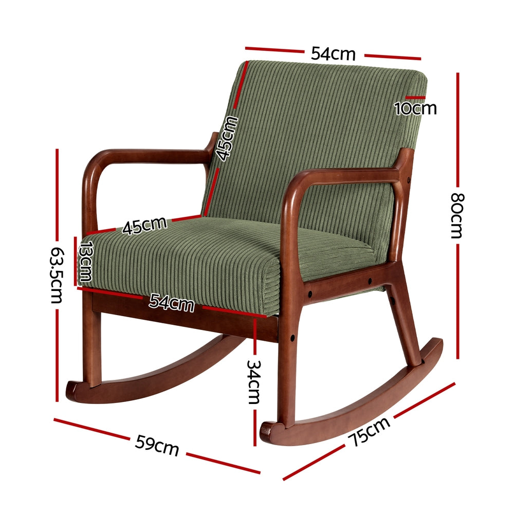 Mireille Rocking Armchair Nursing Chair - Corduroy Green