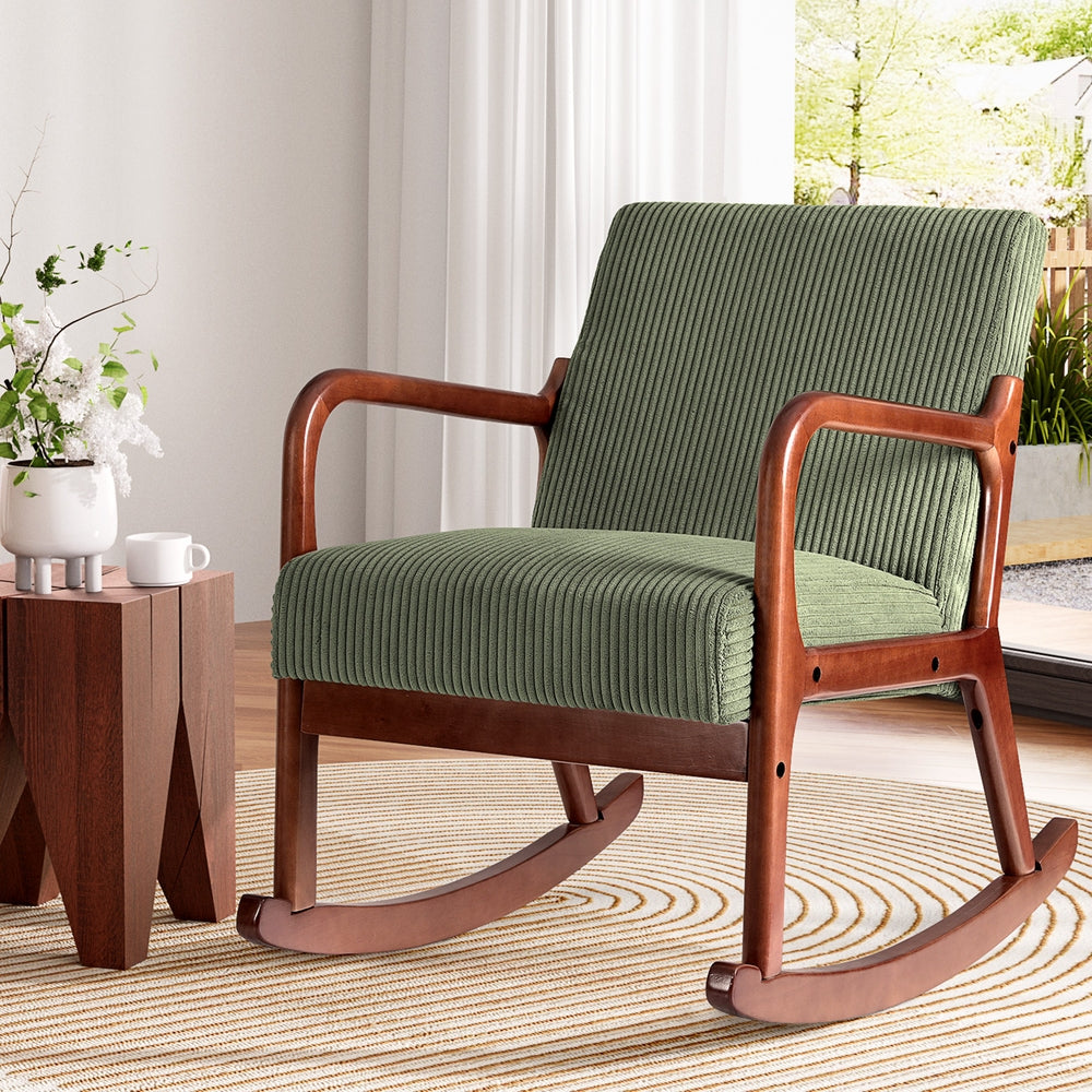 Mireille Rocking Armchair Nursing Chair - Corduroy Green