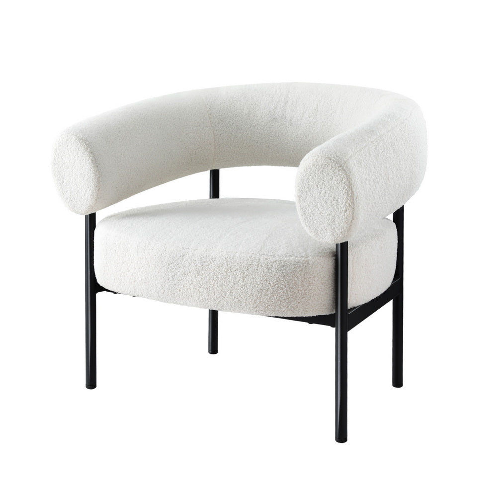 Maureen Armchair Accent Chair Curved Boucle - White