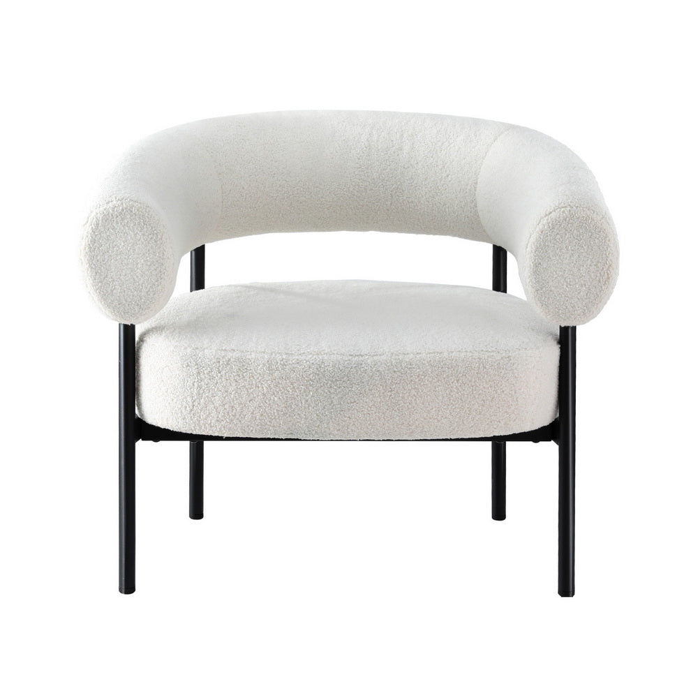 Maureen Armchair Accent Chair Curved Boucle - White