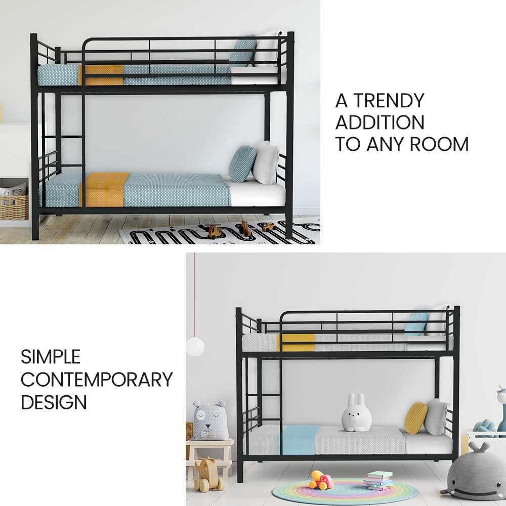 Maia 2in1 Metal Bunk Bed Frame with Modular Design - Matte Dark Grey King Single