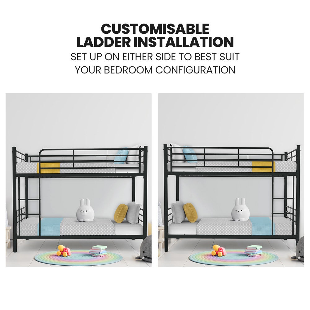 Maia 2in1 Metal Bunk Bed Frame with Modular Design - Matte Dark Grey King Single